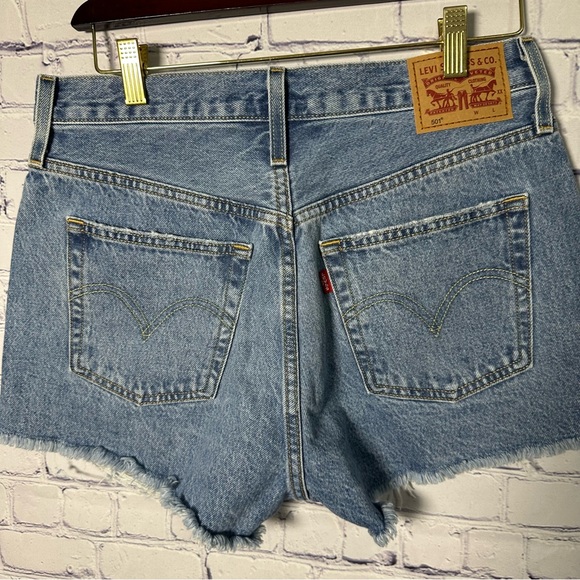 Signature by Levi Strauss Blue Distressed Jean Shorts - Picture 2 of 3